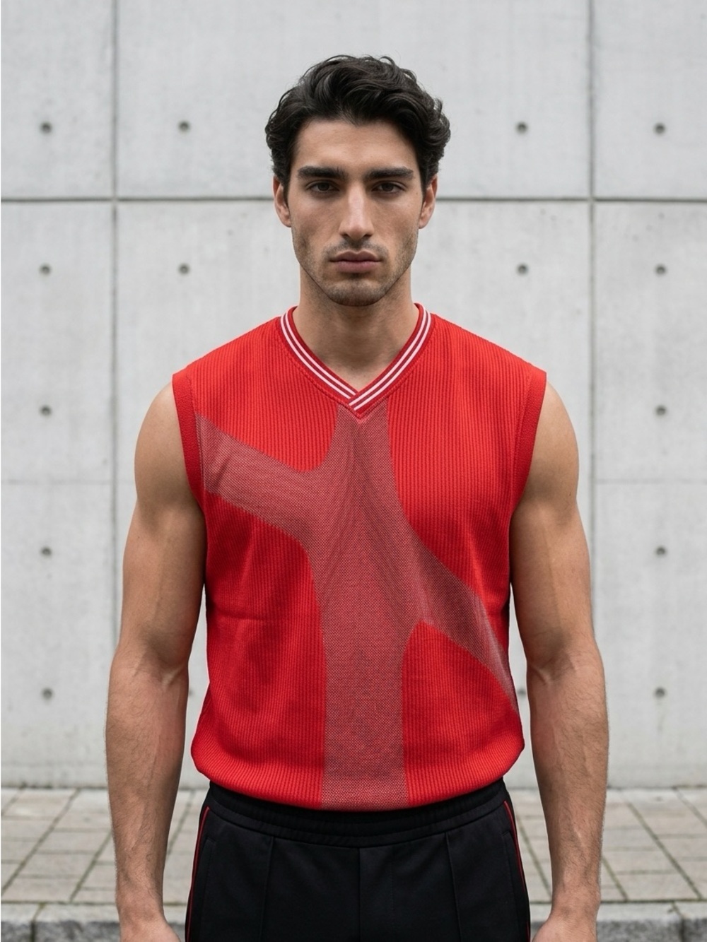 Vintage Reebok Red Sweater Vest | Size Large | Sporty V-Neck Knit